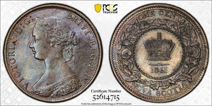 1861 Nova Scotia 1 Cent PCGS MS64BN Lot#G728 Choice UNC! Large Bud
