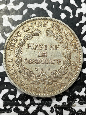 1904 French Indo-China 1 Piastre Lot#JM5102 Large Silver Coin!