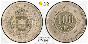 1900 Portugal 100 Reis PCGS AU58 Lot#G926