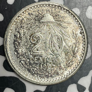 1907-M Mexico 20 Centavos Lot#T3401 Silver!