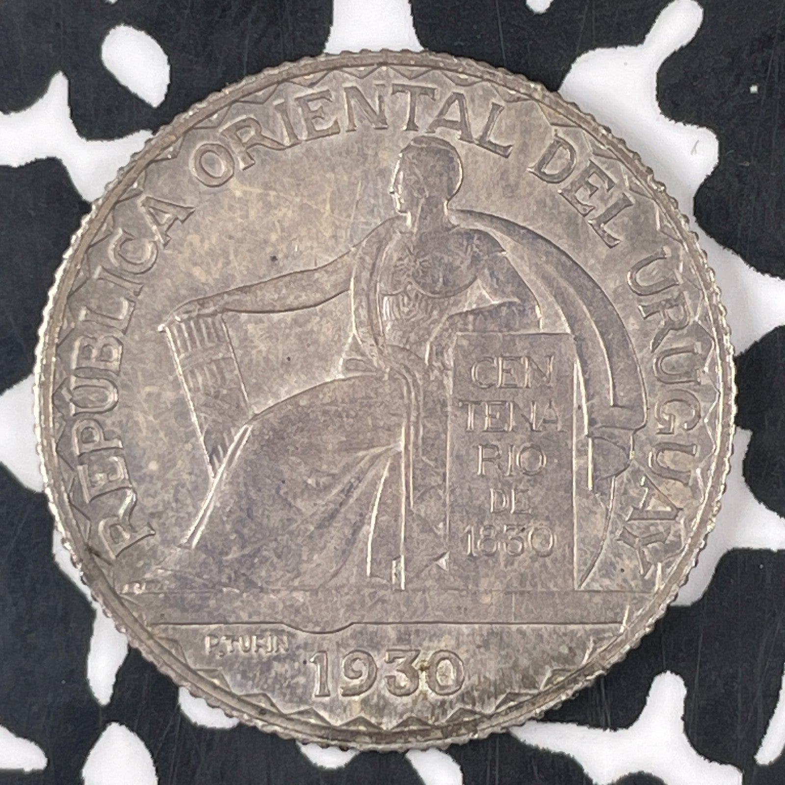 1930 Uruguay 20 Centesimos Lot#C9868 Silver! High Grade! Beautiful!