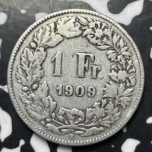 1909 Switzerland 1 Franc Lot#E8323 Silver!