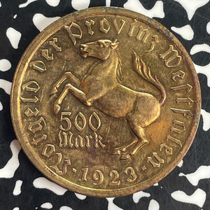 1923 Germany Westphalia 500 Mark Lot#T8384 High Grade! Beautiful!