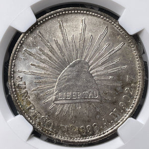 1898-Mo AM Mexico 1 Peso NGC MS61 Lot#G8078 Large Silver! Nice UNC! Restrike