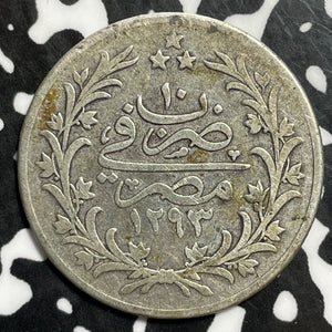 AH 1293 (1885) Egypt 5 Qirsh Lot#E4274 Silver!