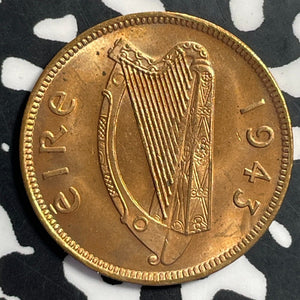 1943 Ireland Farthing Lot#E8063-B High Grade! Beautiful!