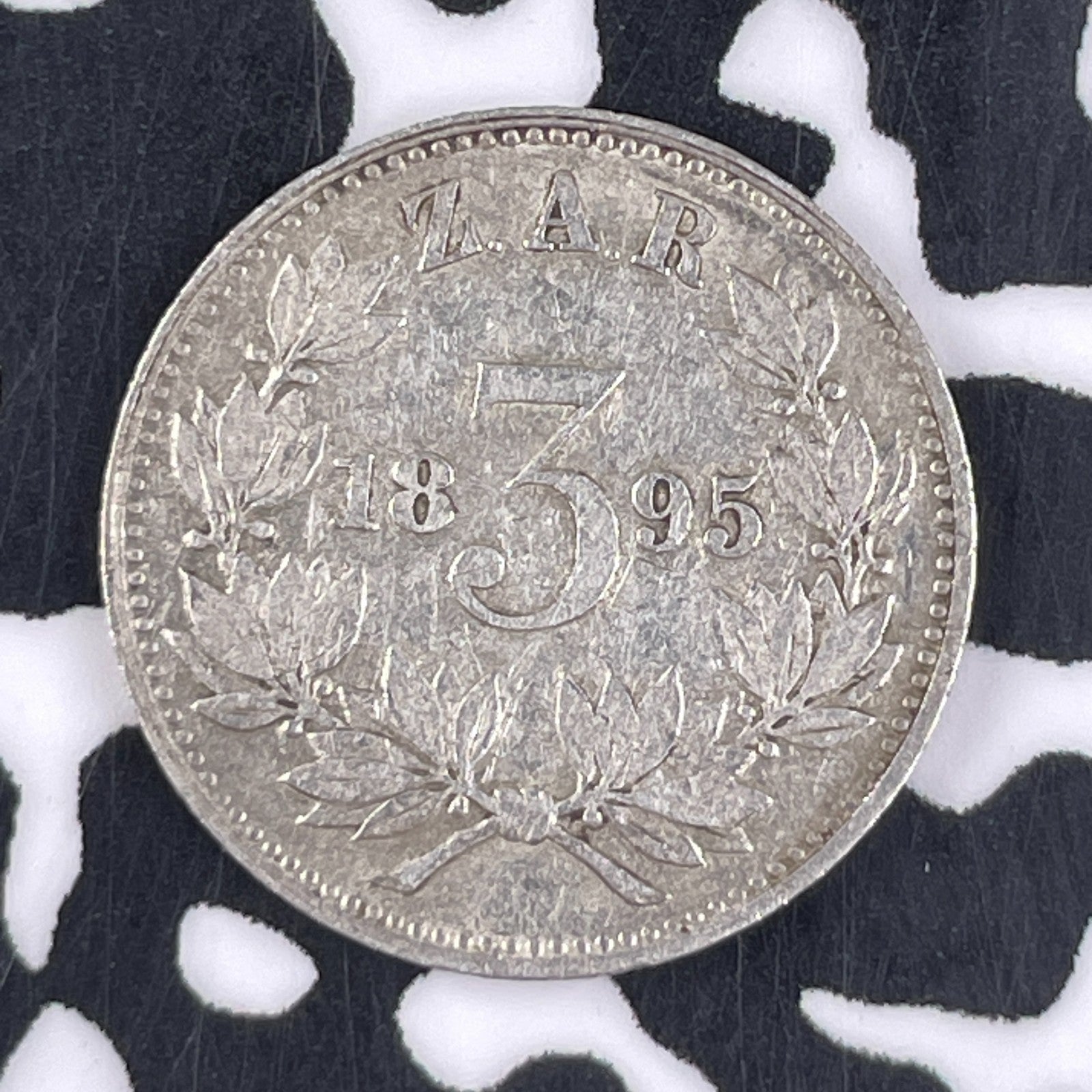 1895 South Africa 3 Pence Threepence Lot#F3318 Silver! Key Date! Obverse Scratch