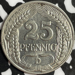 1911-D Germany 25 Pfennig Lot#D8074 Nice!