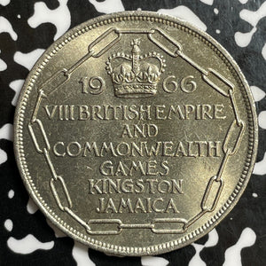 1966 Jamaica 5 Shillings Lot#E6060 High Grade! Beautiful! British Empire Games