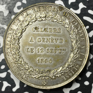 1864 Switzerland Geneva National Shooting Festival Medal Lot#OV1365 Silver! 47mm