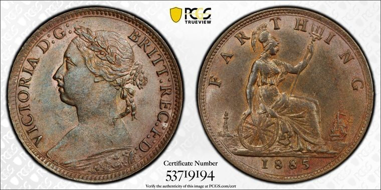 1885 Great Britain Victoria Farthing PCGS MS63BN Lot#G3700 Choice UNC! S-3958