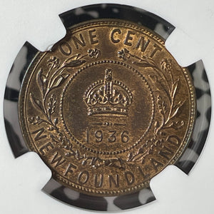 1936 Newfoundland Large Cent NGC MS63BN Lot#G235 Choice UNC!