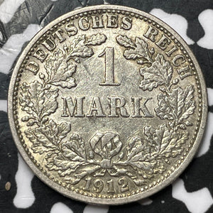 1912-F Germany 1 Mark Lot#D6846 Silver! Key Date!