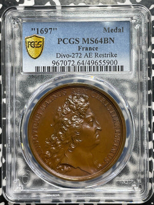 "1697" France Peace Of Rijswijk Restrike Medal PCGS MS64BN Lot#G8566 Divo-272