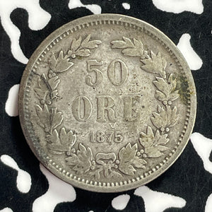 1875 Sweden 50 Ore Lot#T9636 Silver!