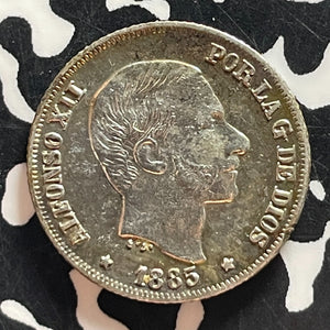 1885 Spanish Philippines 10 Centavos Lot#T4657 Silver! Nice!