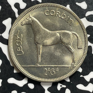1955 Ireland 1/2 Crown Half Crown Lot#C0639 High Grade! Beautiful!