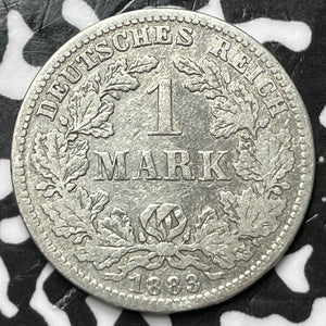 1883-D Germany 1 Mark Lot#D6861 Silver! Key Date! Old Cleaning