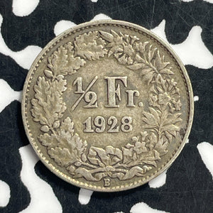 1928-B Switzerland 1/2 Franc Lot#C0717 Silver!