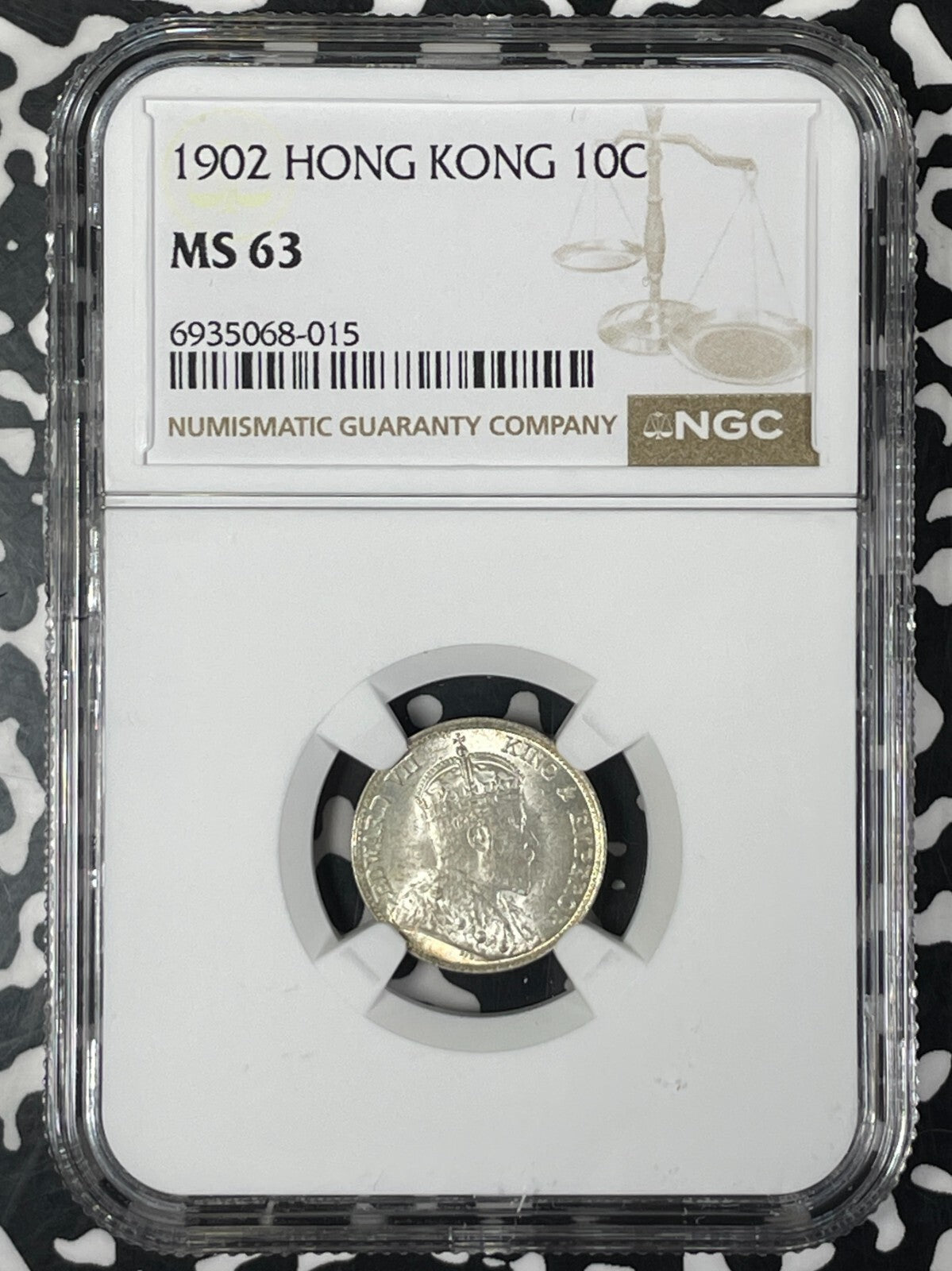 1902 Hong Kong 10 Cents NGC MS63 Lot#G9953 Silver! Choice UNC!