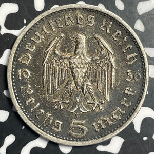 1936-A Germany 5 Mark Lot#E8069 Silver!