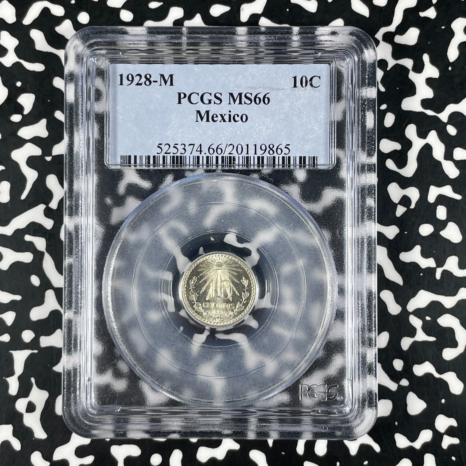1928-M Mexico 10 Centavos PCGS MS66 Lot#G2088 Silver! Gem BU!