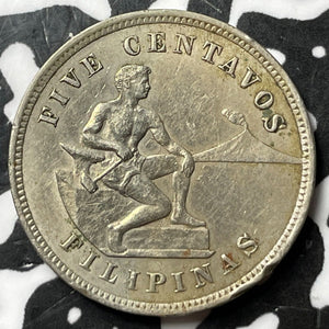 1904 U.S. Philippines 5 Centavos Lot#D8032 Nice Detail, Old Cleaning