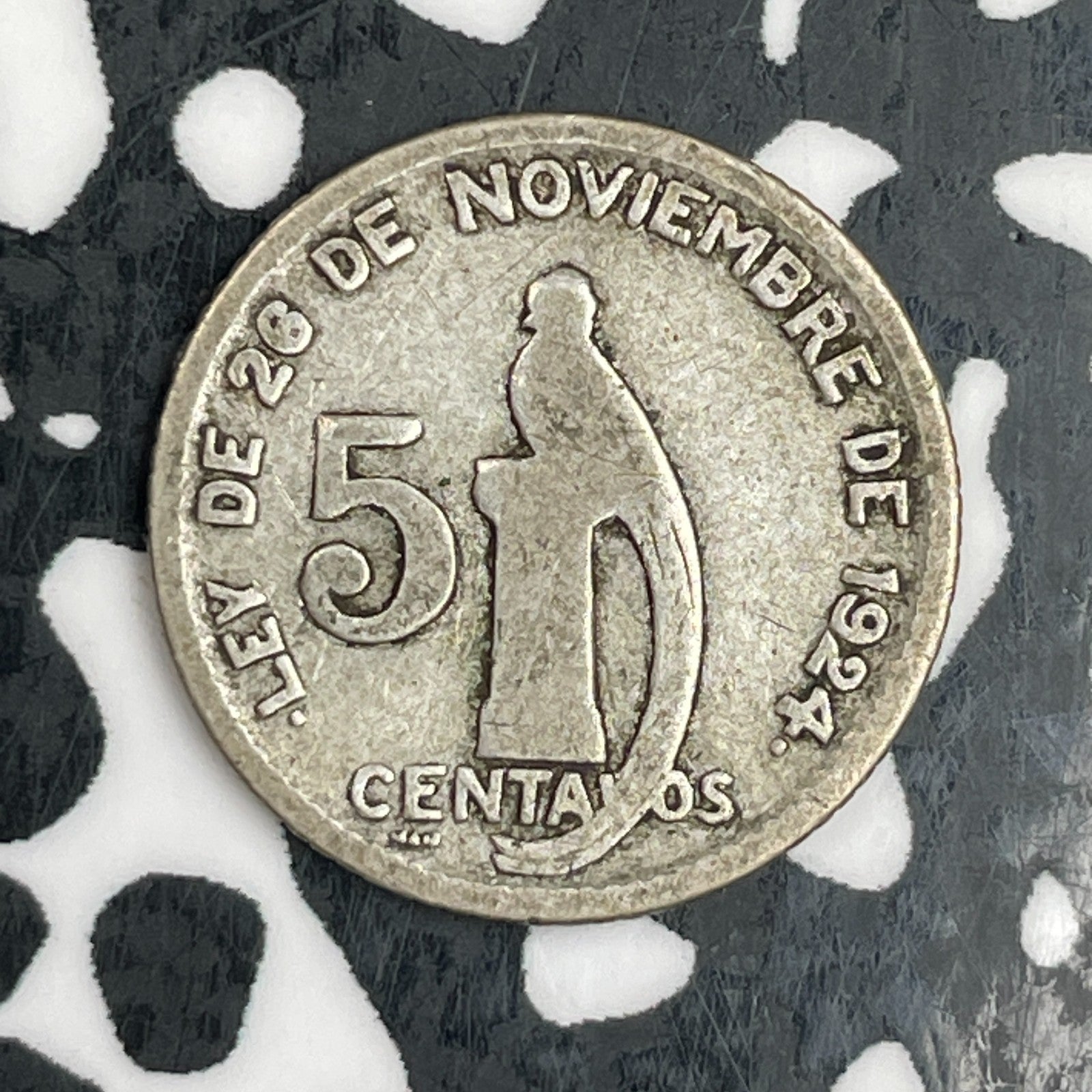 1945 Guatemala 5 Centavos Lot#N0561 Silver!