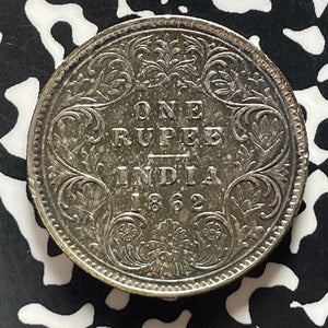 1862 India 1 Rupee Lot#T5679 Silver! KM#473.1