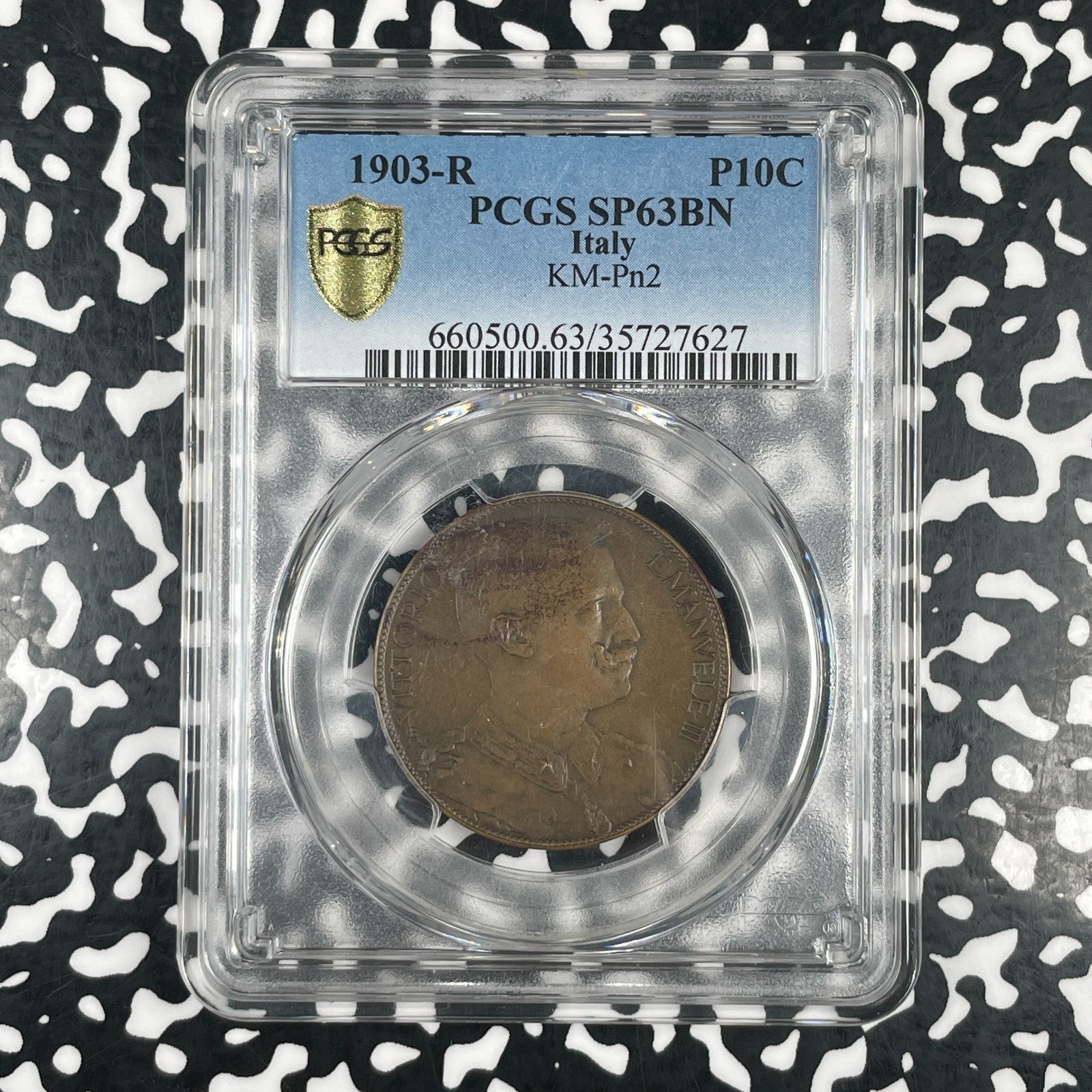 1903-R Italy 10 Centesimi Pattern PCGS SP63BN Lot#G4220 Very Scarce! KM#Pn2