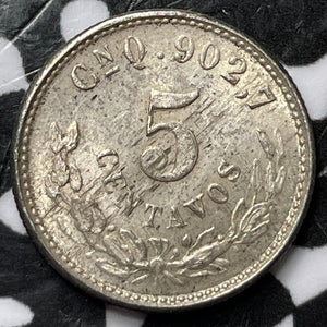 1903-CN Q Mexico 5 Centavos Lot#D7424 Silver! High Grade! Beautiful!