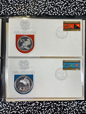 1975 Papua New Guinea 8x Coin Proof Set Lot#B2628 Including Silver! W/ C.O.A.