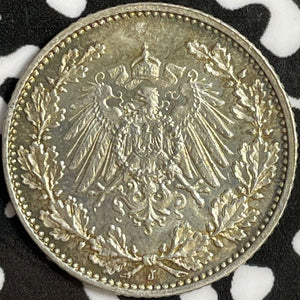 1915-J Germany 1/2 Mark Half Mark Lot#D6989 Silver! High Grade! Beautiful!