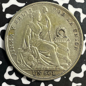 1923 Peru 1 Sol Lot#T0009 Large Silver Coin!