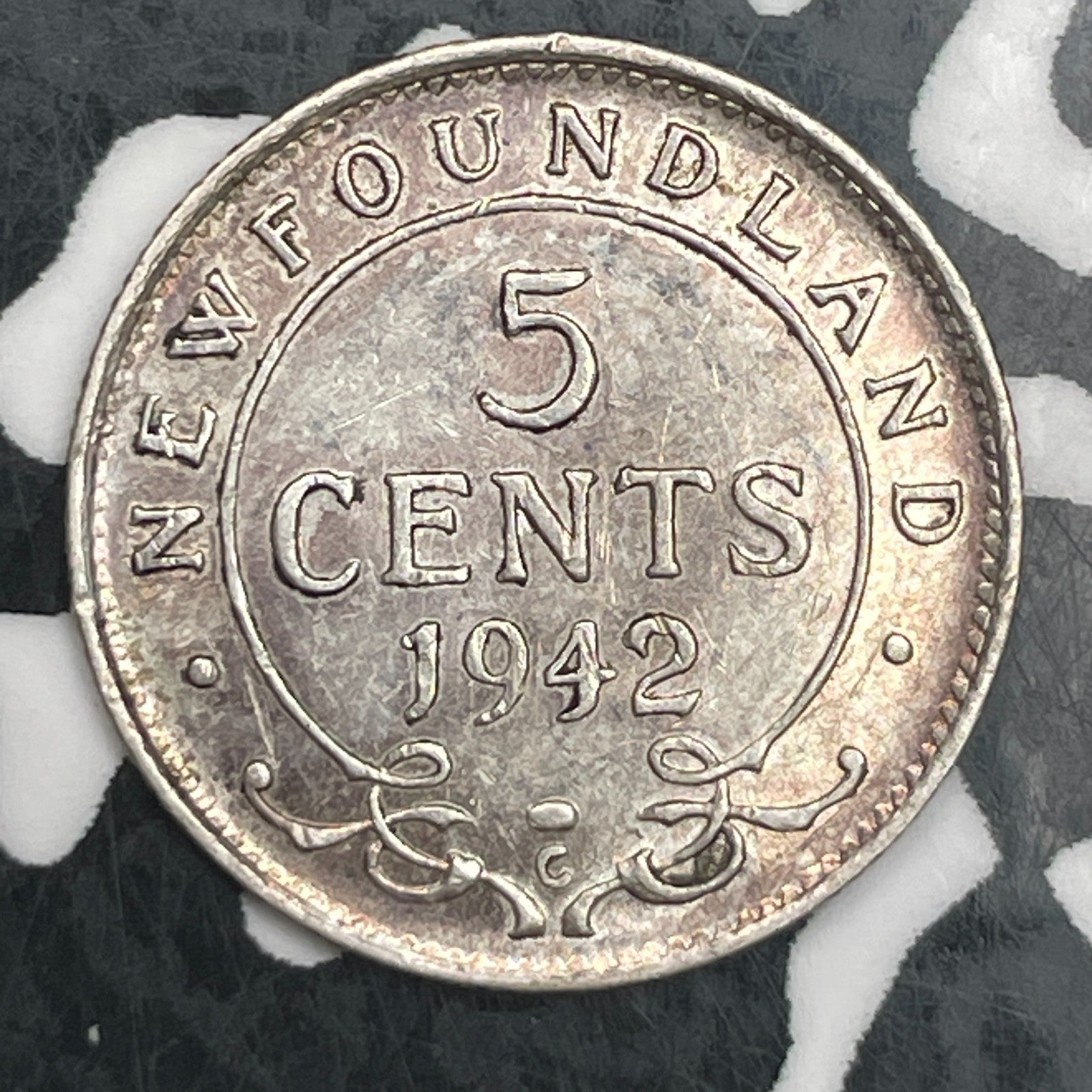 1942-C Newfoundland 5 Cents Lot#F7242 Silver! High Grade! Beautiful!