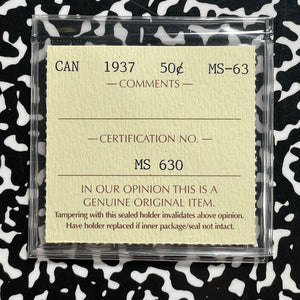 1937 Canada 50 Cents ICCS MS63 Lot#OV1605 Silver! Choice UNC!