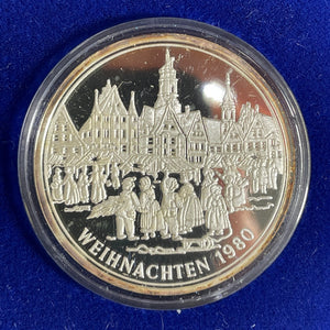 1980 Germany "Weinhachten" Christmas Medal Lot#B2424 Silver! Proof! W/ Box & COA