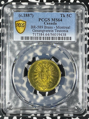 (c.1887) Canada Montreal Gesangverein Teutonia 5 Cents Token PCGS MS64 Lot#G052