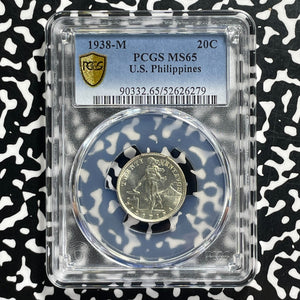 1938-M U.S. Philippines 20 Centavos PCGS MS65 Lot#G1057 Silver! Gem BU!