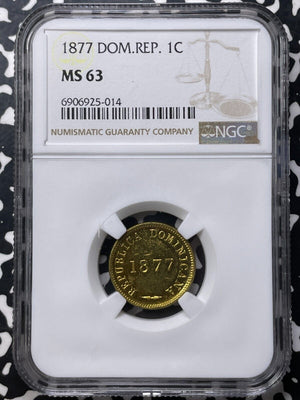 1877 Dominican Republic 1 Centavo NGC MS63 Lot#G8935 Choice UNC!