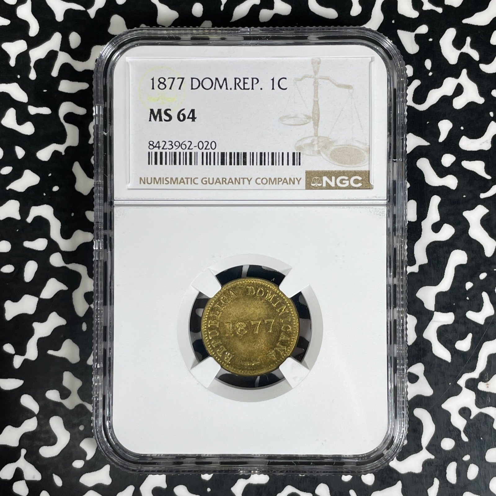 1877 Dominican Republic 1 Centavo NGC MSS64 Lot#G1630 Choice UNC!