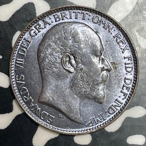1908 Great Britain 1 Farthing Lot#T3246 High Grade! Beautiful!