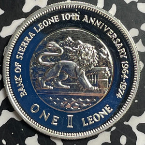 1974 Sierra Leone 1 Leone Lot#T0236 Large Silver Coin! Proof! KM#26A