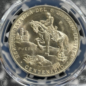 (1962)-Mo Mexico Battle Of Cinquo De Mayo Medal PCGS MS66 Lot#G1033 Silver!