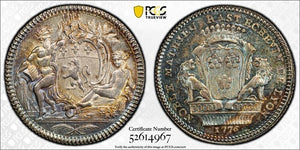 1776 France Lyon Mathieu Rast Jeton PCGS MS63 Lot#G1007 Silver! Feuardent-10670