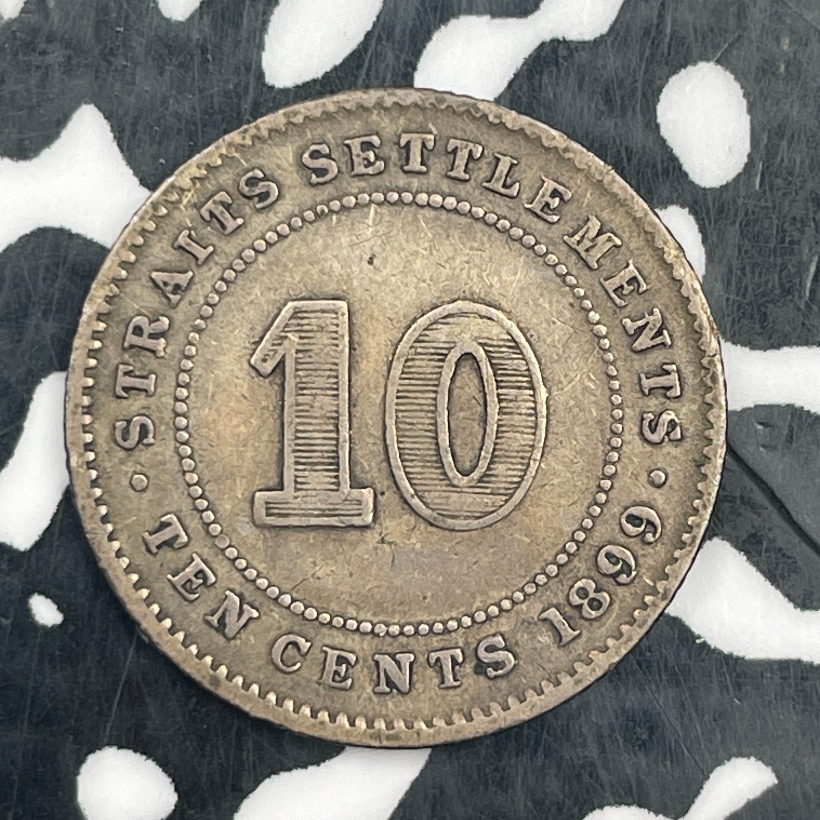 1899 Straits Settlements 10 Cents Lot#F9838 Silver!