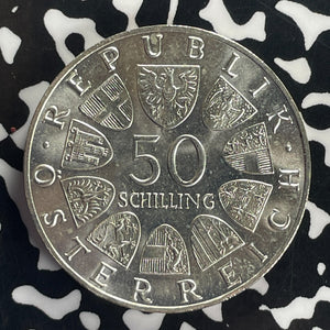 1967 Austria 50 Schilling Lot#T8642 Large Silver Coin! High Grade! Beautiful!