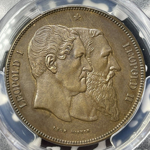 1880 Belgium 5 Francs Copper Pattern PCGS Cleaned-UNC Detail Lot#G9313