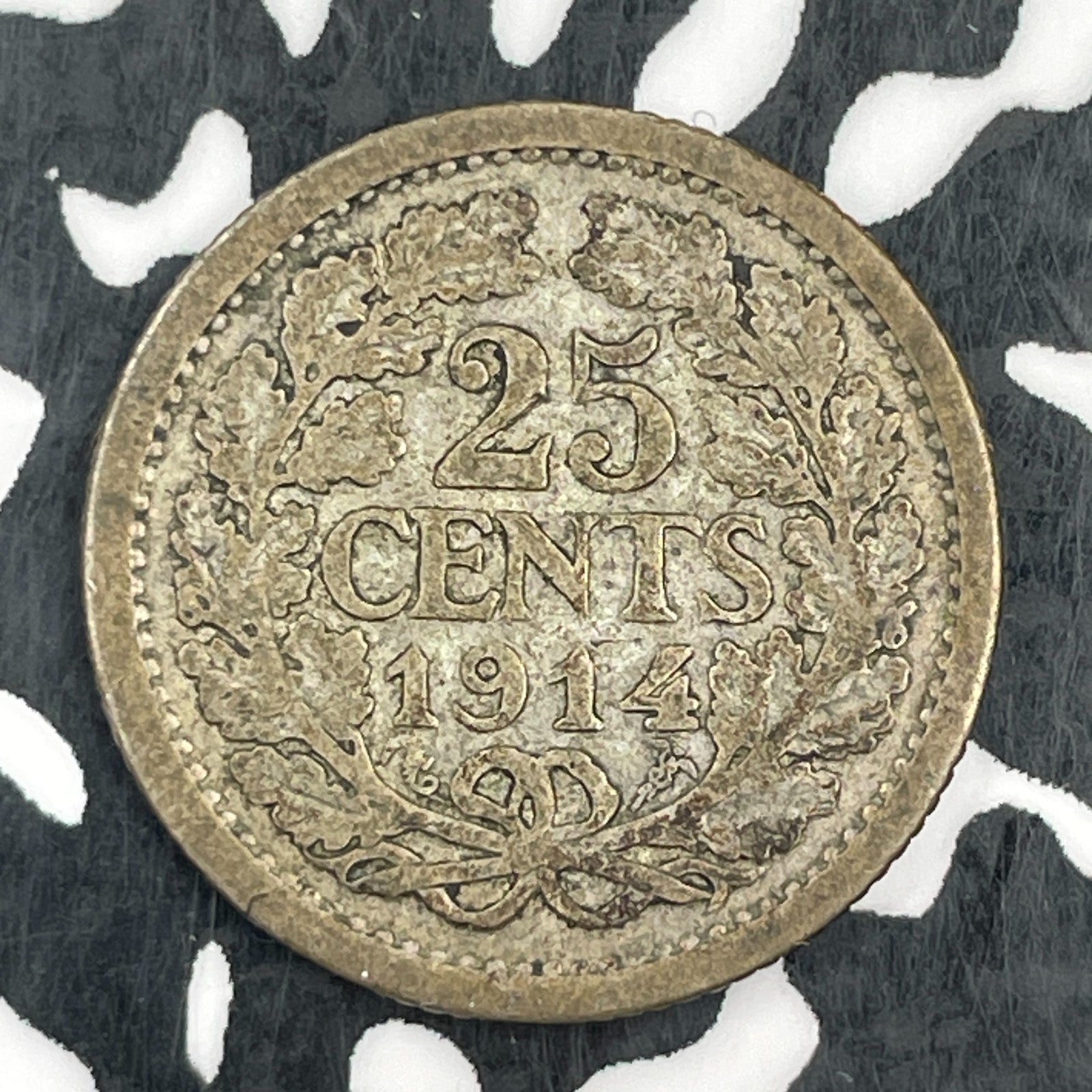 1914 Netherlands 25 Cents Lot#F8468 Silver!