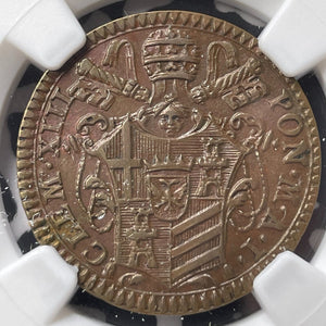 1759-I Papal States 1/2 Baiocco NGC AU58BN Lot#G9021 Top Graded!